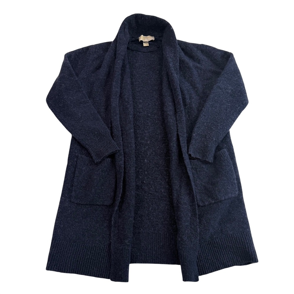 Michael Kors Cardigan Navy Blue Womens Size Medium Open Front Wool Blend Pockets